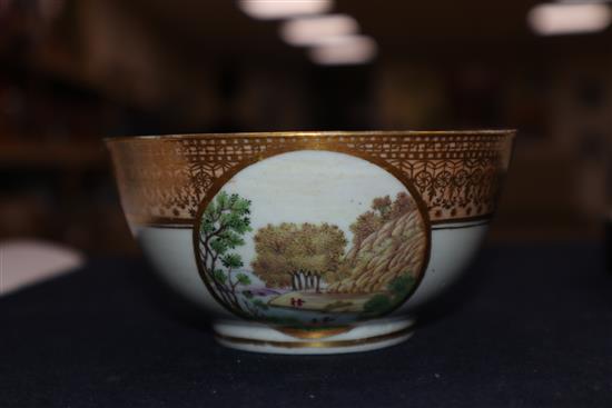 An 18th century Chinese tea bowl and saucer, Empire decoration